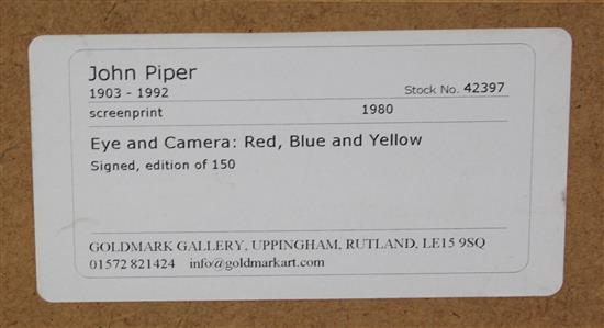 § John Piper (1903-1992) Eye and Camera: Red, Blue and Yellow, 1980, 17 x 25in.